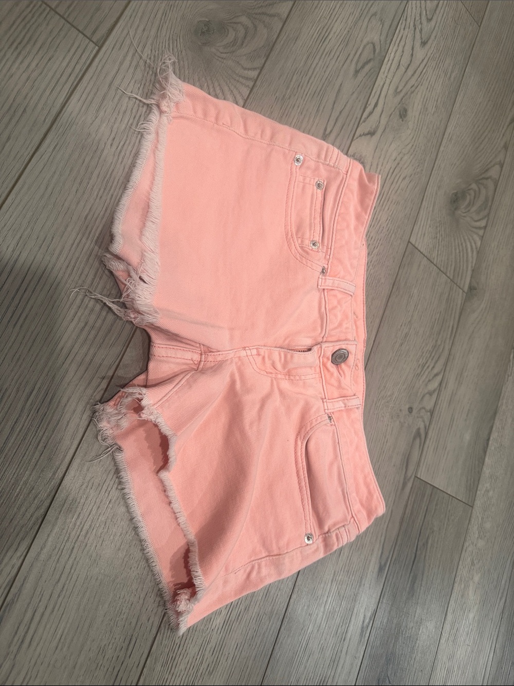 American Eagle Outfitters Light Pink Frayed Denim Shorts